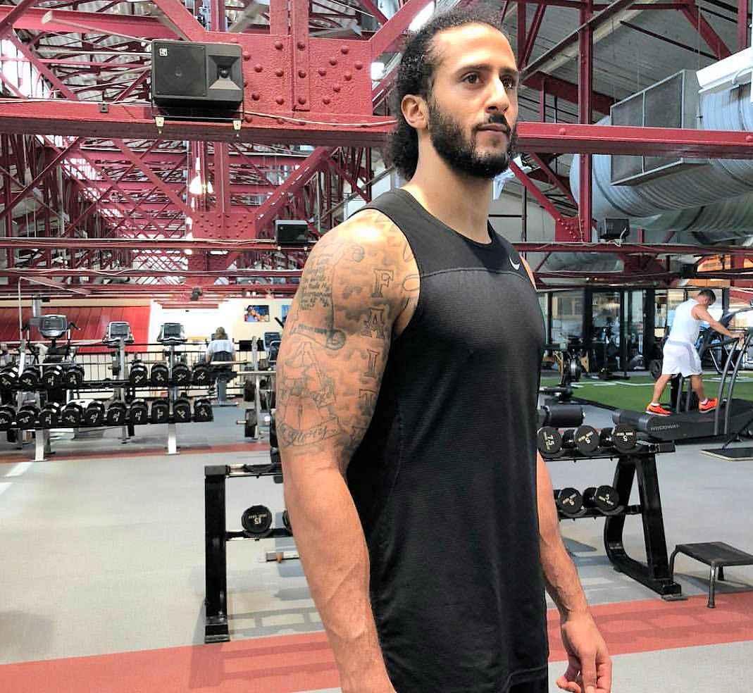 Colin Kaepernick in the gym