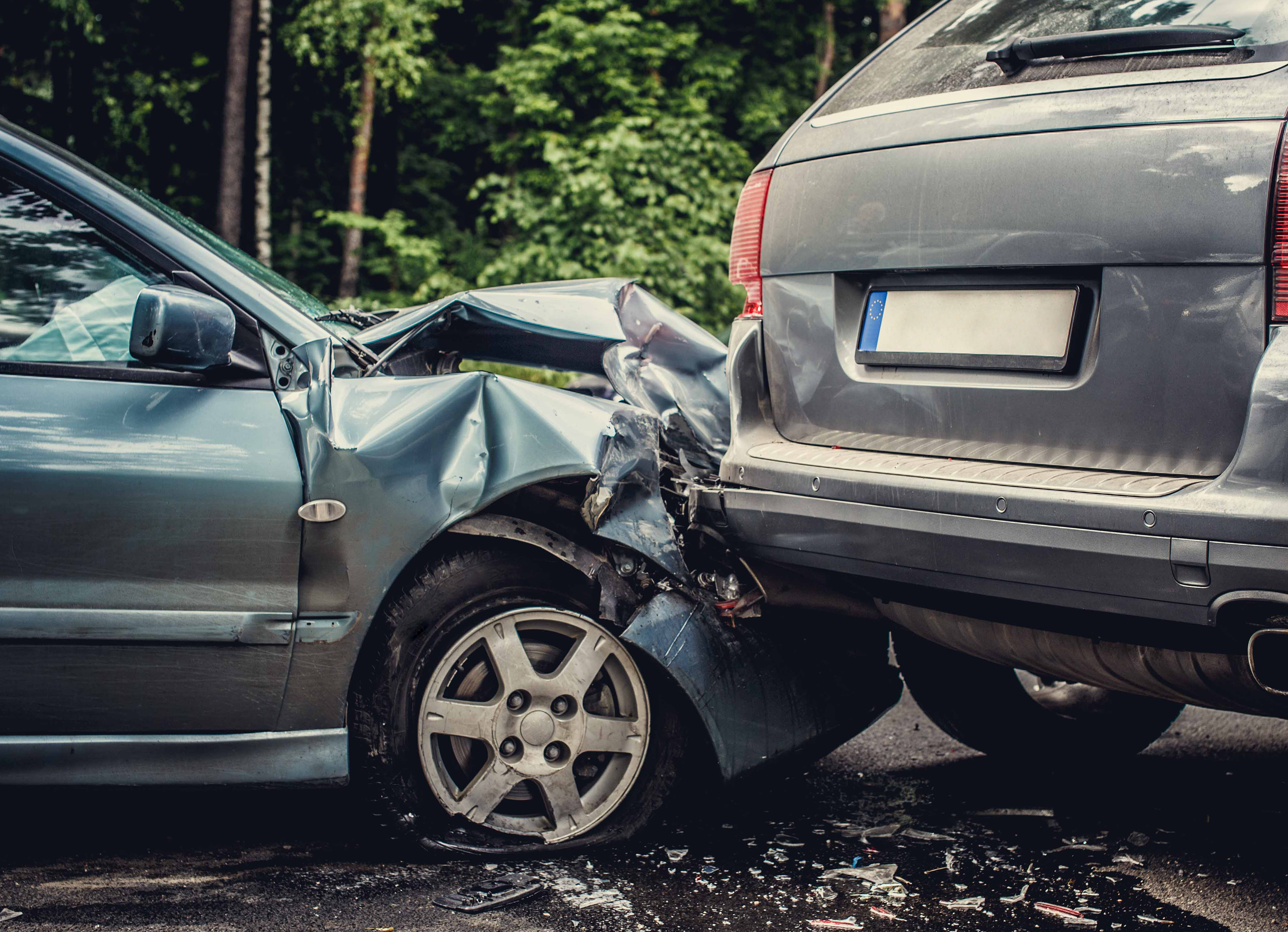 smached cars on a road